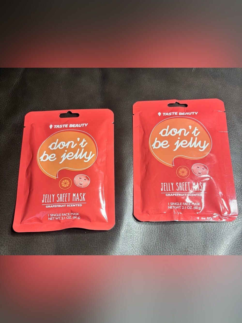 2 NEW Taste Beauty "Don't Be Jelly" Grapefruit Jelly Sheet Mask - Red